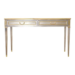 John Vesey Style Steel Bronze Neoclassical Console Desk For Sale
