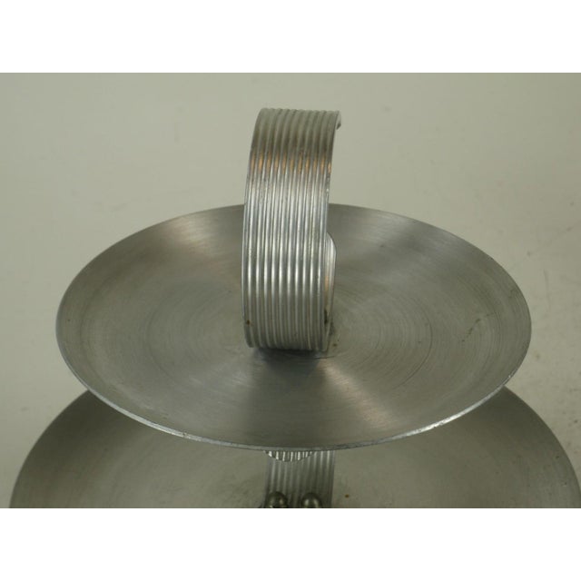 19th Century Serving Tray Mullti-tear Hand Wrought Aluminum Mid Century Modern For Sale - Image 11 of 12