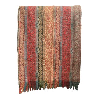 Kasmir Floral Paisley Stripe Jacquard Wool Decorative Throw For Sale