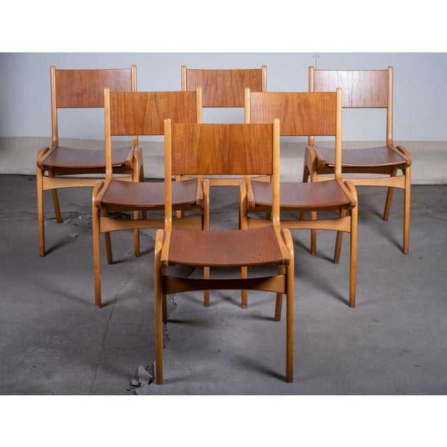 Stacking Chairs attributed to Sorø Møbelfabrik, Denmark, 1950s, Set of 6 For Sale - Image 3 of 11