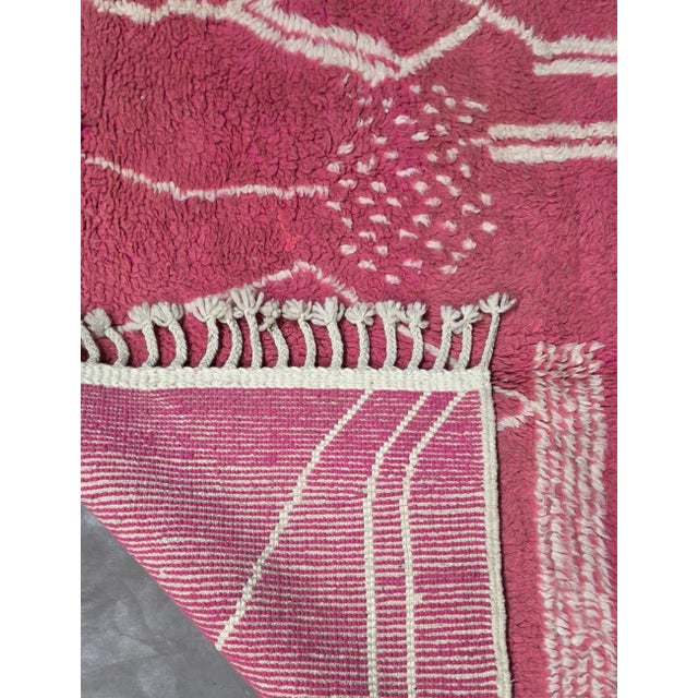 Abstract Moroccan Pink Wool Rug - 7.6 X 4.9 Ft For Sale - Image 3 of 6