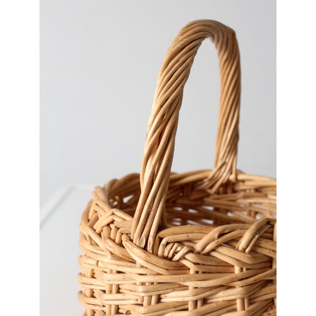 Brown Vintage Wicker Gathering Basket For Sale - Image 8 of 12