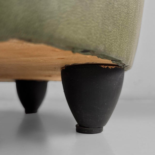 Italian Modern Green Faux Leather Pouf, 1970s, Set of 3 For Sale - Image 10 of 18
