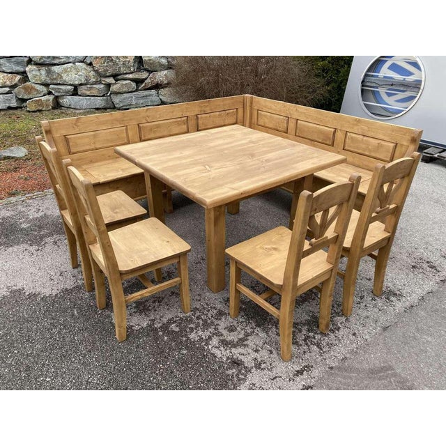 Vintage Rustic Corner Dining Set, Set of 6 For Sale - Image 9 of 12