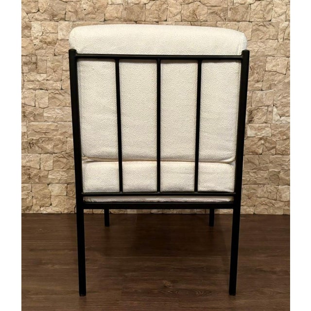 Wrought Iron Black Lounge Chair with White Fabric For Sale - Image 18 of 18