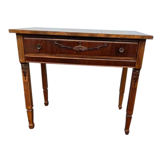 Early 20th Century Antique French Provincial Style Carved Library Table Desk For Sale