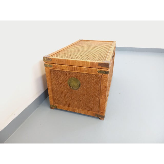 Vintage Trunk in Wood and Rattan, 1960s For Sale - Image 12 of 18
