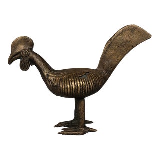 1960s African Bronze Rooster Sculpture For Sale