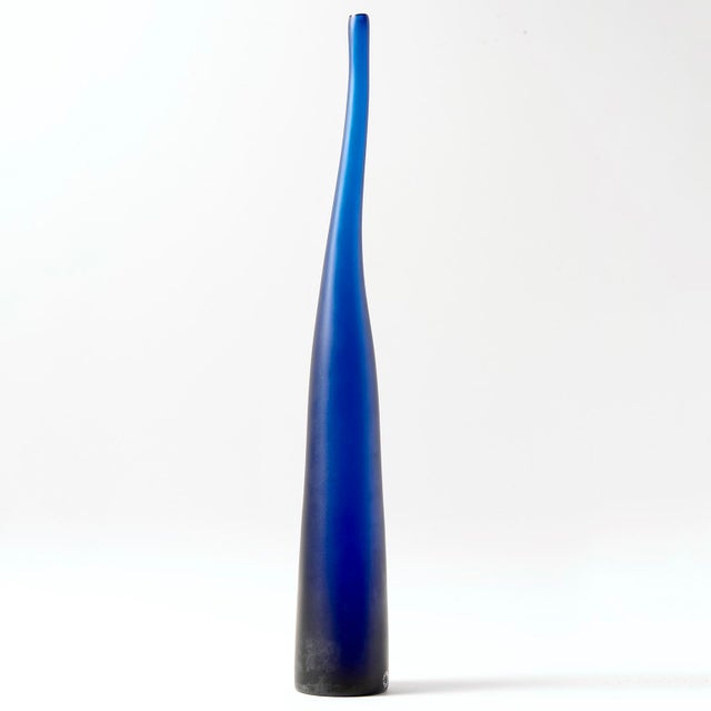Hand Blown Tall Murano Glass Aegean Blue Vase Chairish
