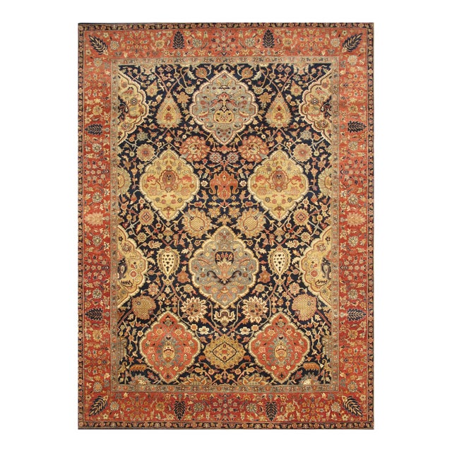 Pasargad Home Kerman Navy Wool Area Rug-8'10'' X 12' 0'' For Sale
