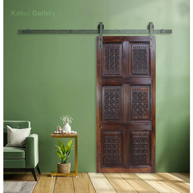 Handmade and Handcarved Sliding Door Panel, Nuristan, Afghanistan, 1920s For Sale - Image 3 of 11