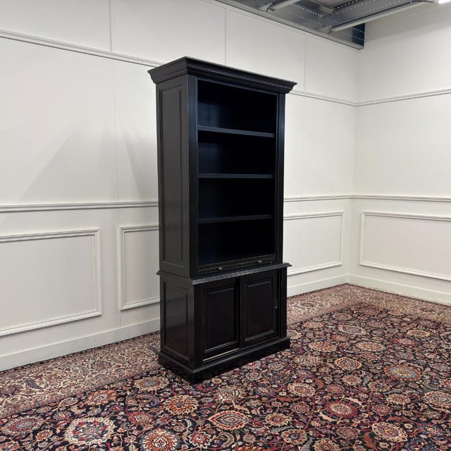 English Black Bookcase in Teak For Sale - Image 3 of 15