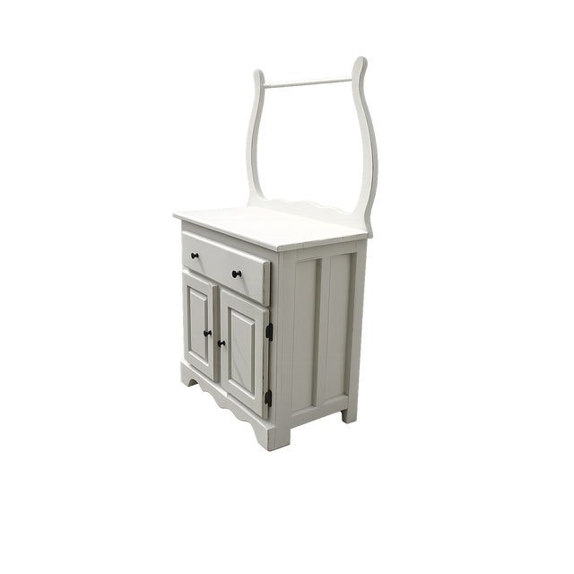 This vintage solid wood washstand has been thoughtfully refinished in a soft distressed white while preserving its...