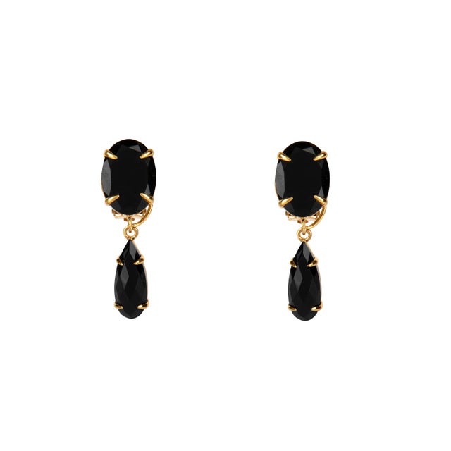 Greta Earrings (Black) (Clip On) For Sale - Image 4 of 5