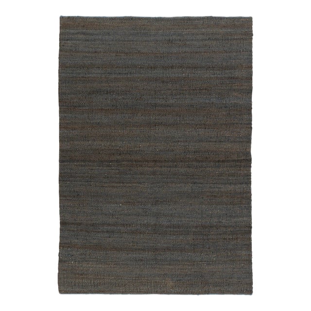 Grey Solid Handwoven Premium Natural Jute Yarn Flatweave Rug 8x10 Ft. For Sale
