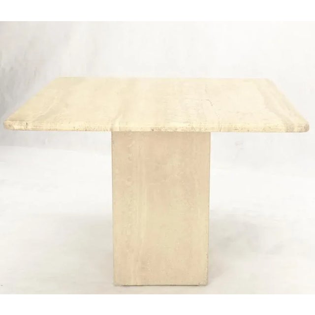 Single Pedestal Square Travertine Coffee Side End Occational Table For Sale - Image 6 of 13
