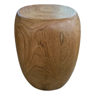 Sculptural Teak Wood Stool, Modern Organic For Sale