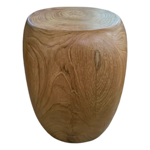Sculptural Teak Wood Stool, Modern Organic For Sale
