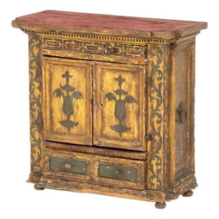 Continental Paint-Decorated Small Cabinet For Sale