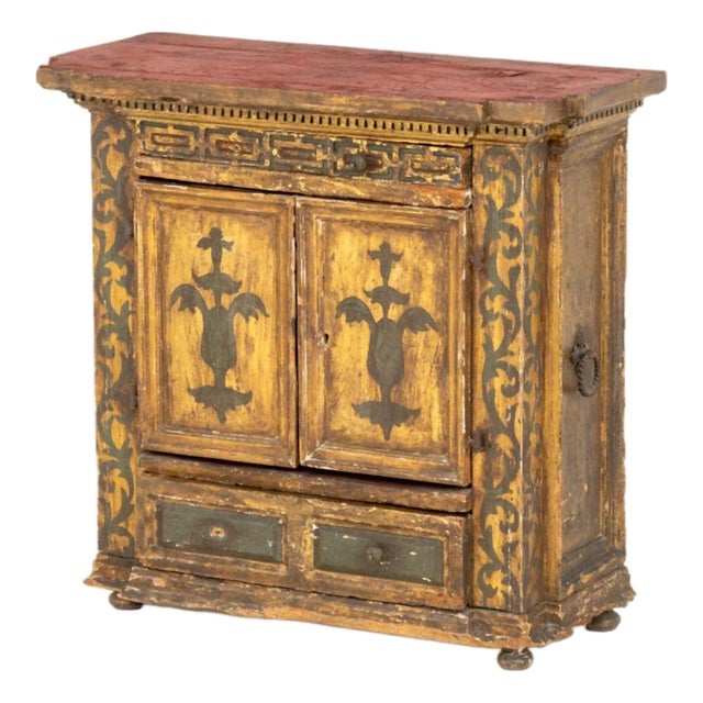 Continental Paint-Decorated Small Cabinet For Sale