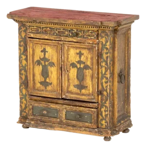 Continental Paint-Decorated Small Cabinet