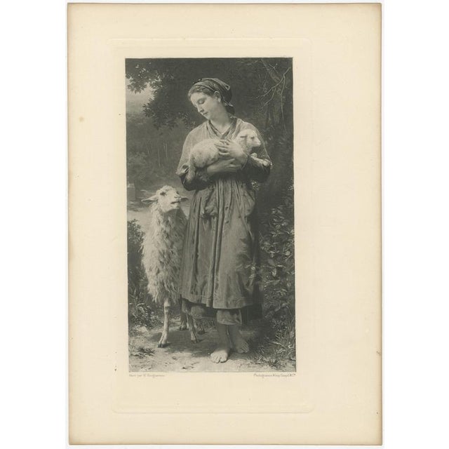 After William Bouguereau, The Newborn Lamb, 1880, Engraving For Sale - Image 3 of 9