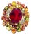 Bochic “Orient” Vintage Diamond, Ruby & Multi Sapphire Ring Set In 18K Gold & Silver For Sale