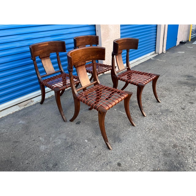 t.h. Robsjohn Gibbings Style Walnut Klismos Chairs…set of 4 For Sale - Image 11 of 16