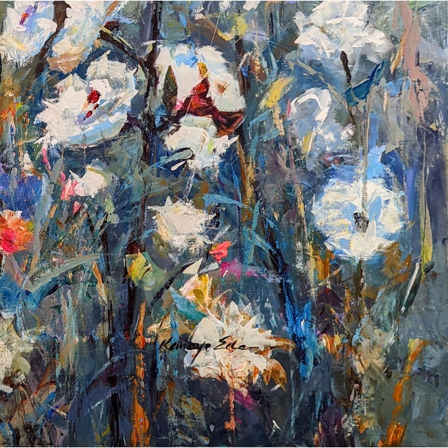 Wild Flowers. Multi colored 30in x 30in Acrylic Floral art on 1.25 in Thick Gallery Wrap Canvas from Artist Kanayo Ede...