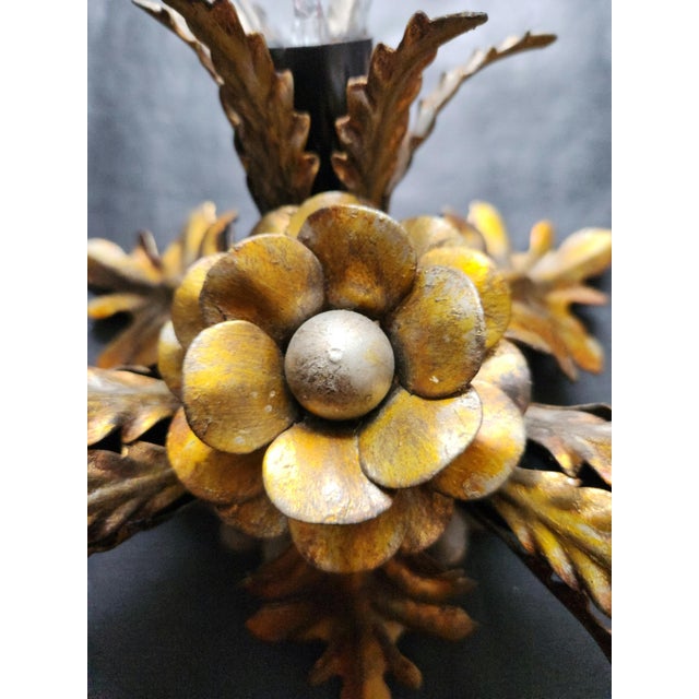 Vintage Florentine Silver-Plated and Gold-Plated 3-Light Ceiling or Wall Lamp from Banci Firenze, Italy, 1960s For Sale - Image 10 of 18
