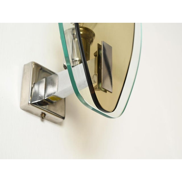 1970s Veca Wall Sconces in Smoked Bronze Glass and Chrome, Italy, 1970s, Set of 2 For Sale - Image 5 of 13
