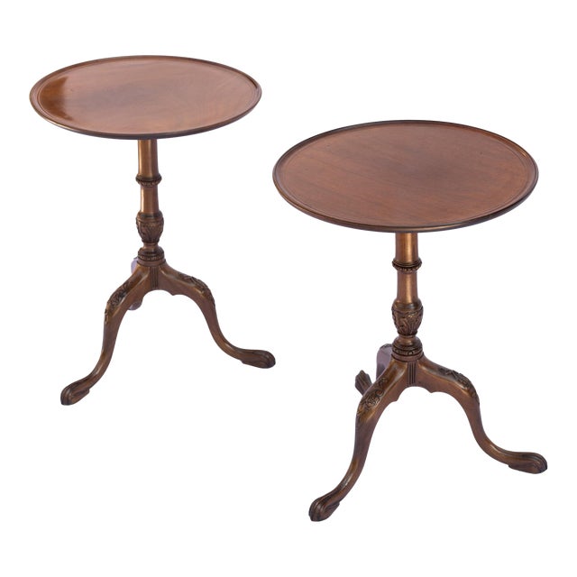 Pair William Iv Solid Mahogany Wine Tables, One Board Tops, English, Ca. 1840 For Sale