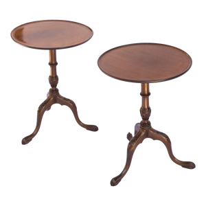 Pair William Iv Solid Mahogany Wine Tables, One Board Tops, English, Ca. 1840