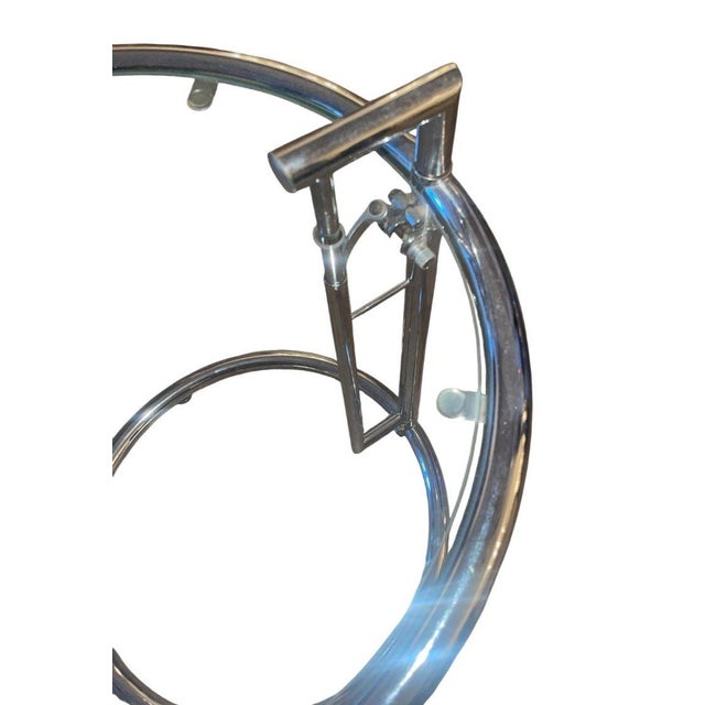 Pair Eileen Gray E-1027 ClassiCon Adjustable Side Tables in Chrome & Glass For Sale In Los Angeles - Image 6 of 10