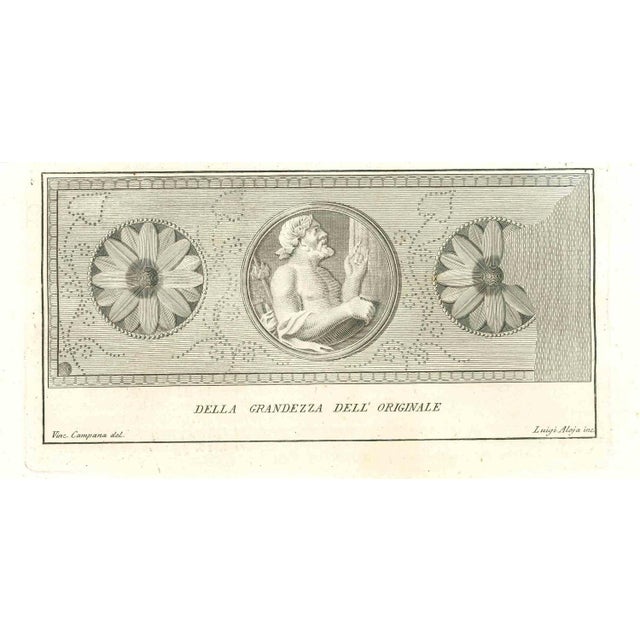 Ancient roman statues, from the series "antiquities of herculaneum", is an original etching on paper realized from a...