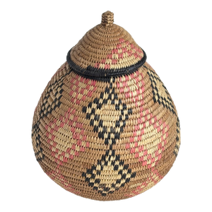 Mid 20th Century African Zulu Woven Basket With Lid
