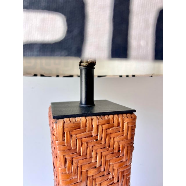 Vintage Rattan and Iron Footed Lamp in the Style of Paul Mayen For Sale - Image 10 of 12