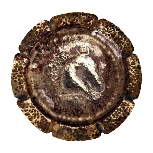 Mid 20th Century Handmade Brass Ashtray Horse Motif For Sale - Image 4 of 7