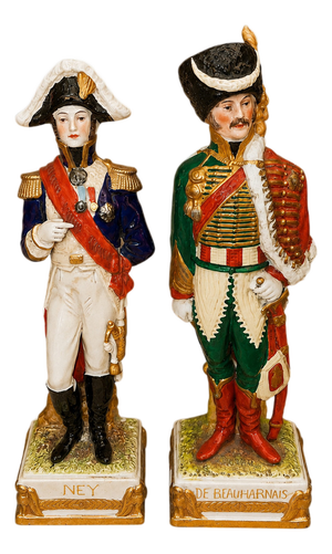 Napoleonic Polychrome Porcelain Statuettes, 1800s, Set of 2