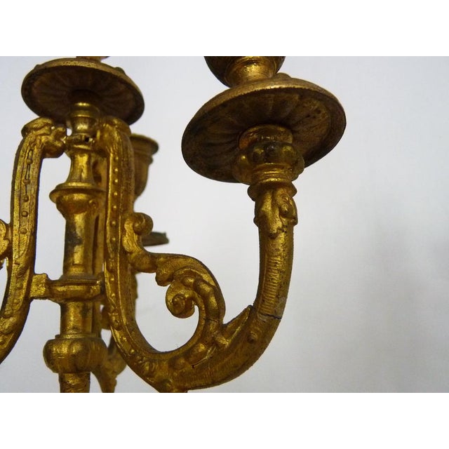 Four-Branch Bronze and Marble Candelabra, 1800s, Set of 2 For Sale - Image 5 of 9