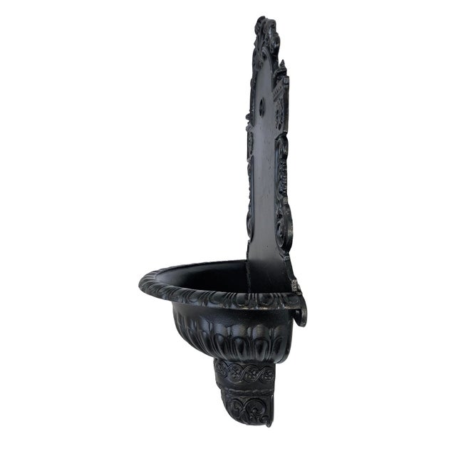 Vintage Cast Aluminum Black Wall Planter For Sale - Image 4 of 10