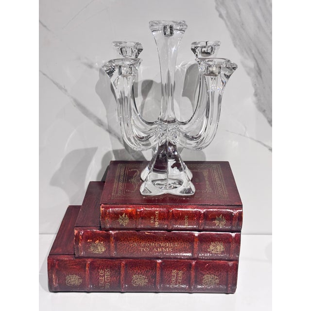 1990s Vintage Towle Crystal 5-Arm Taper Candleholder, Elegant Table Decor For Sale - Image 5 of 11