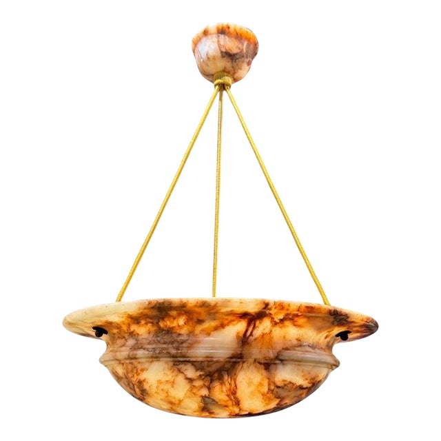 1940’s French Carved Alabaster Light Fixture For Sale