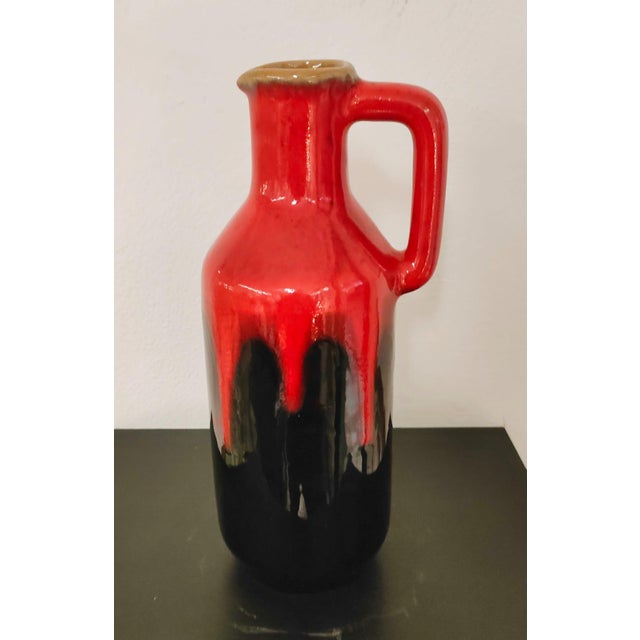 Mid-Century Modern Red and Black Fat Lava Vase from Carstens Tönnieshof, West Germany For Sale - Image 3 of 6