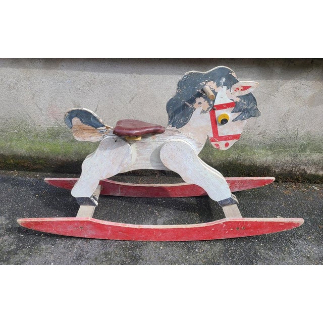 Wood Vintage Rocking Horse, 1950s For Sale - Image 7 of 7