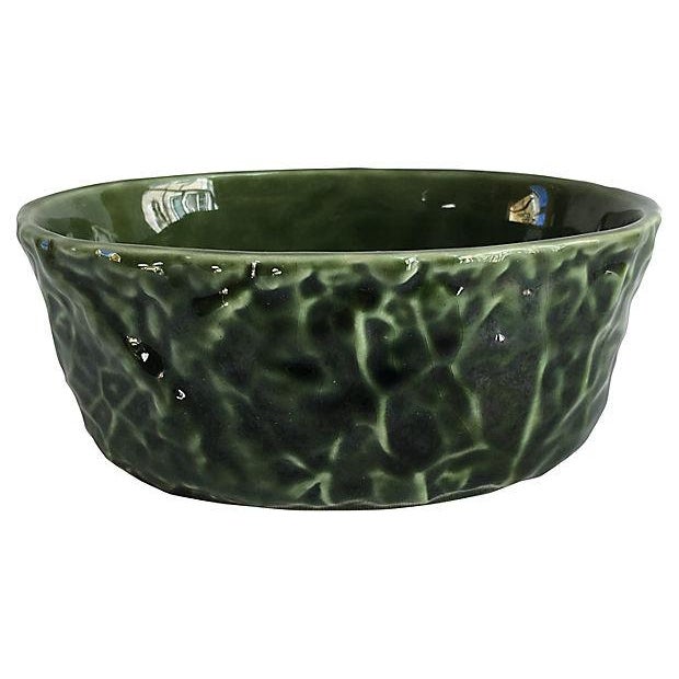 Vintage Majolica Cabbage Leaf Serving Bowl Chairish