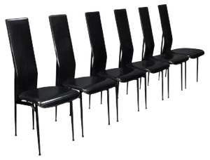 Dining Chairs in Black Leather by Giancarlo Vegni & Gualtierotti for Fasem, Italy, 1980s, Set of 6