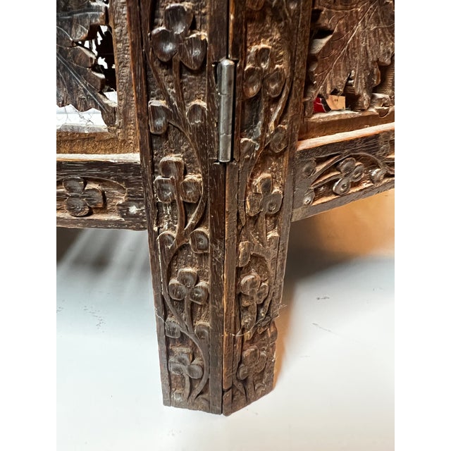 Moroccan Early 20th Century Mid Century Moroccan Hand Carved Octagon Folding Side Table For Sale - Image 3 of 11