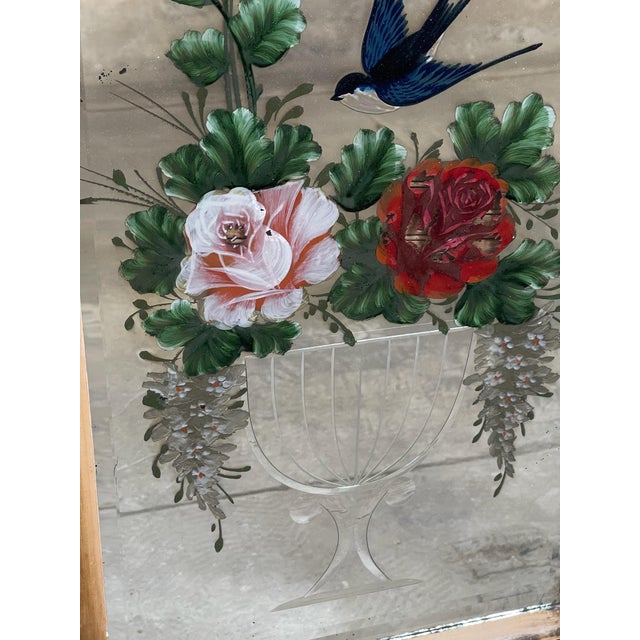 19th Century Pair of Victorian Reverse Painted and Cut Glass Framed Mirrors For Sale - Image 6 of 10