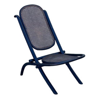 Late 19th Century Vienna Secession Bent Oak & Cane Folding Chair No. 01 in Dark Stain Attributed to Thonet For Sale